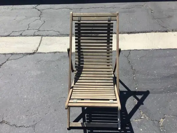 Patio Outdoor Recliner Adjustable Folding Wood Sling Chair