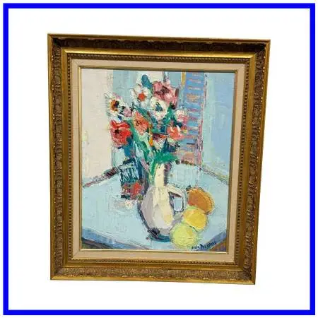 Alain Rousseau Floral Still Life Expressionist Oil Painting, Signed