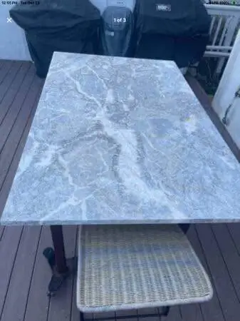 Marble table 4’x6” Double thick with metal base not attached