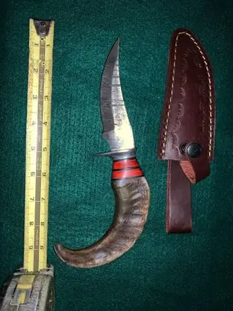 Damascus Ram horn knife