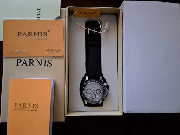 Parnis Quartz Chronograph Stainless Steel Case