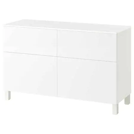 Ikea besta white glossy storage unit drawer and door combo