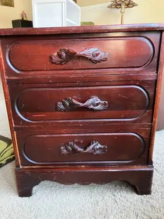 Carl Forslund “Quaint American” Carved 3‑Drawer Chest
