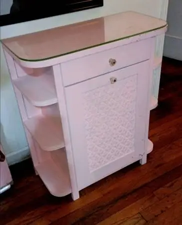 Vintage pink laundry basket all wood excellent condition