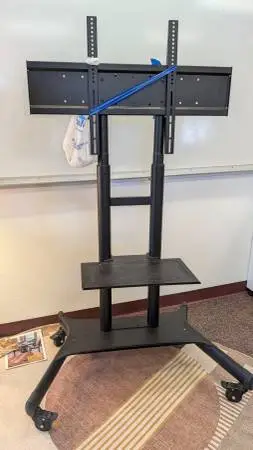 Dual Pillar TV Cart & Component Shelf w/ Casters.