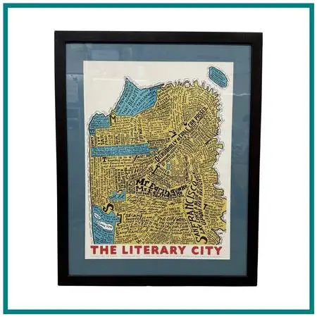 Ian Huebert For Rumpus Literary City Map Of San Francisco, Framed