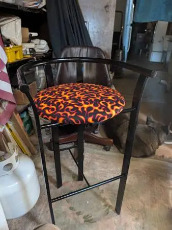 3 hot barstools - black & flame design