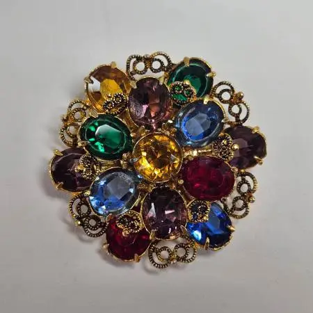 /// 💎 VTG MC OPEN BACK MULTI COLOR RHINESTONE DRESS CLIP 💎 \\\