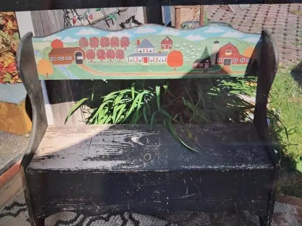 Solid Wood Handmade Hand Painted Amish Storage Bench
