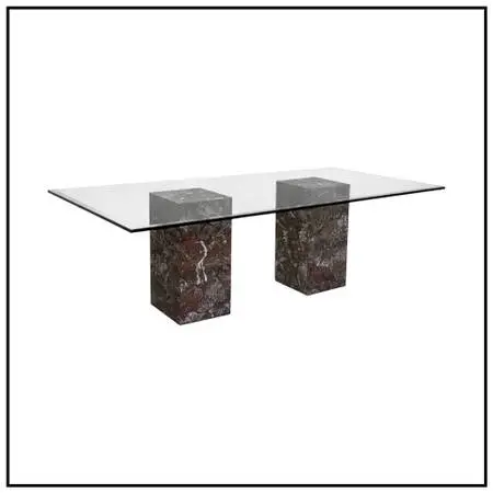 Vintage Faux Marble With Tempered Glass Dining Table