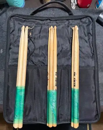 Stick bag full of good used Vic Firth and Vater sticks 5A and 5b