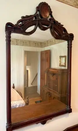 Antique Inlaid Mahogany Wall Mirror