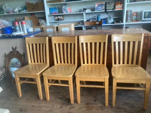 Set of 4 Vintage Oak Library Chairs