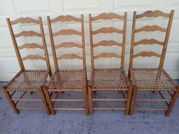 2 RARE VINTAGE RAW HIDE LEATHER DINING CHAIRS