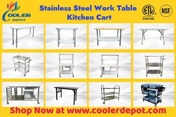 NSF Stainless Steel Work Table  Prep Table  Shelving/ Utility Cart