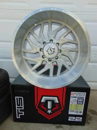 22X12 TIS Offroad Brushed Silver/Milled Rims *8X6.5*-44MM*CHEVY*DODGE*