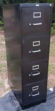 HON,4-Drawer,Steel,Letter File Cabinet,Hanger Rails,Black,Lock-Key