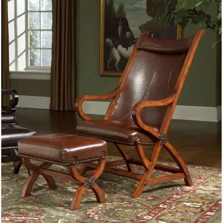 Leather Arm Chair with Matching Ottoman by Wolf Furniture