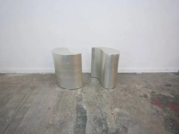 Caracole End Quote Side Table in Ombre Warm Silver Leaf 12 W x 24 D