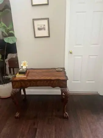 Maitland Smith Mahogany Rectangular Scalloped End or Tea Table