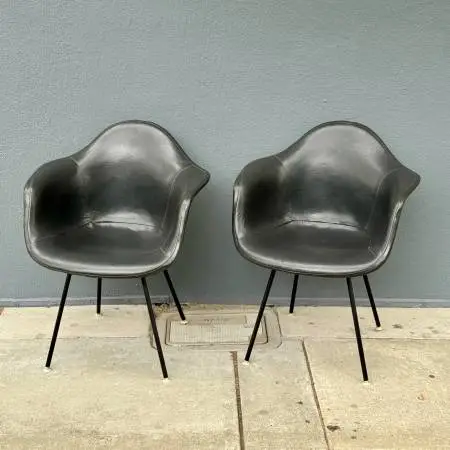 vintage fiberglass Eames chairs, Yellow and Parchment,1950s