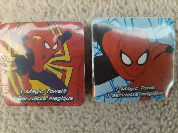 Spiderman magic washcloths (set of 2) BRAND NEW! They expand in water