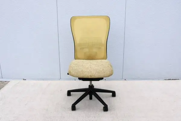 Haworth Zody Armless Ergonomic Office Chair in Yellow Mesh Fabric