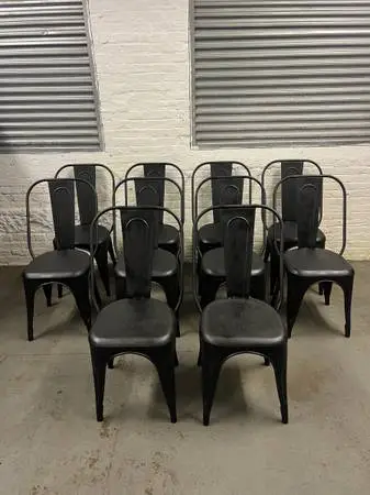 10 heavy duty stackable metal chairs