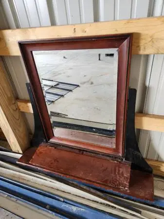 Dusty cherry Kincade dresser top mirror with storage area