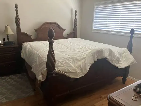 King Sized Canterbury Fancy Atinque Walnut Bed Frame.