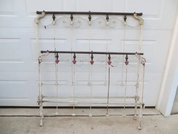 OLD METAL BED HEADBOARD & FOOTBOARD