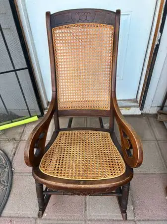 Antique Walnut Caned Victorian style Lincoln Rocker
