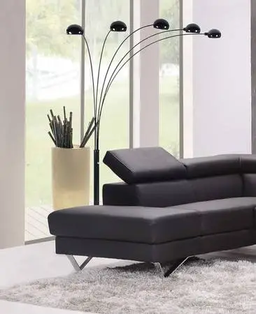 Modern Metal Floor Lamp with 5 Adjustable Arch Arms, Black