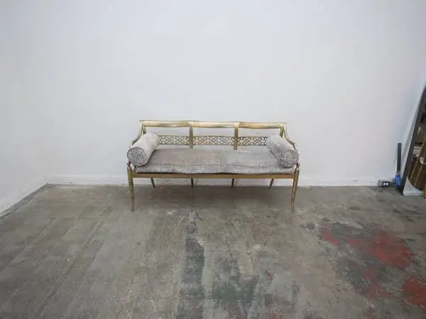 David Iatesta Italian Neoclassic Style Gold Bench w/ Bolster Pillows $