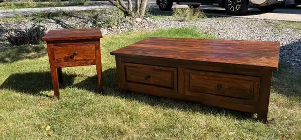 Solid wood coffee & end table set