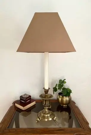 Vintage Brass Candlestick Table Lamp