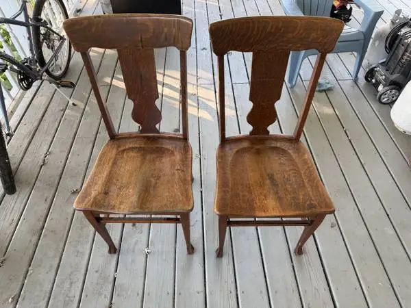 Vintage farmhouse wooden chairs