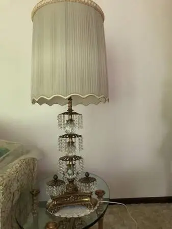 MCM Loevsky L&LWMC Crystal with metal table lamp original shade