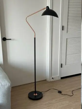 Article Leap Floor Lamp, Black Steel and Copper