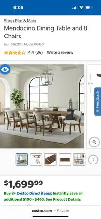 Mendocino Dining Table and 8 Chairs - Like New