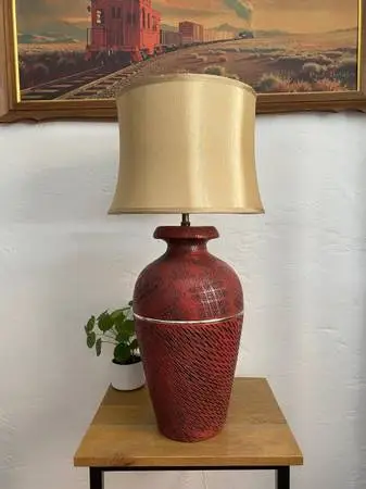 Vintage Tall Brick Red Table Lamp