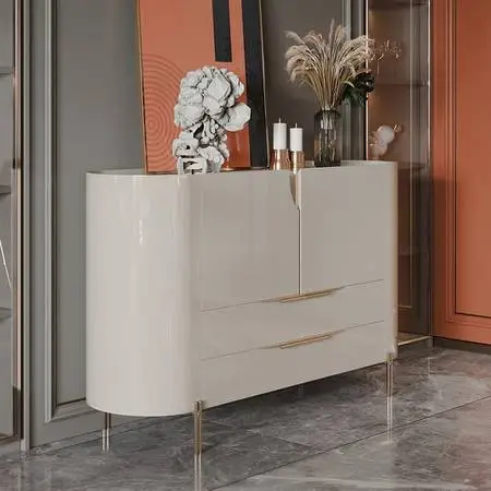 Homary Modern Light Gray Kitchen Sideboard Cabinet With 2 Doors And 4 Doors