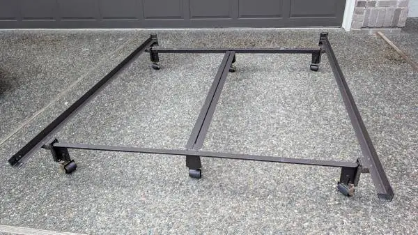 Metal Hollywood Frame Fits Queen Size Bed Center Bar Wheels Bracket