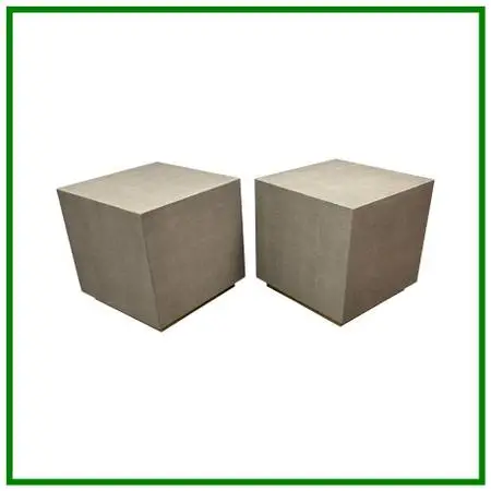 Restoration Hardware Gray Shagreen Plinth Side Tables, Pair