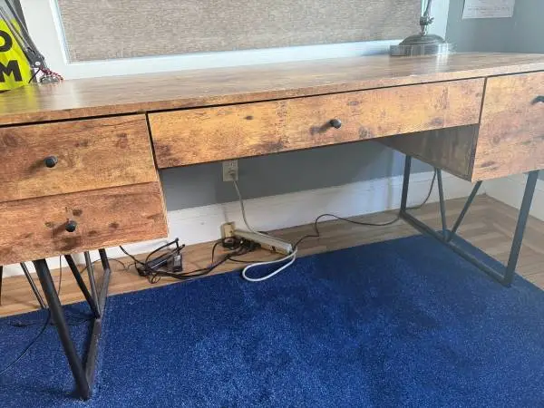 Industrial Rustic Wood Desk with Drawers