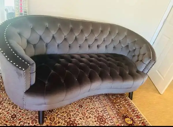 Beautiful Tufted elegant charcoal sofa