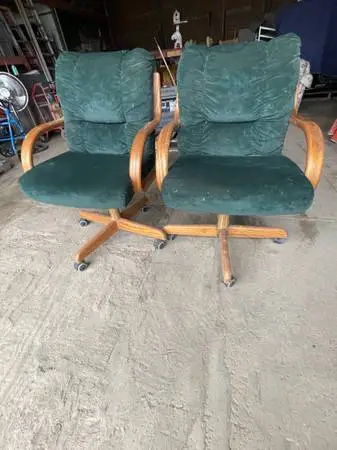 Four Green Velour Chairs