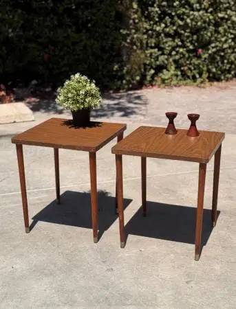 Vintage 1960s Mid Century Modern Nesting Side Tables – Pair Accent End