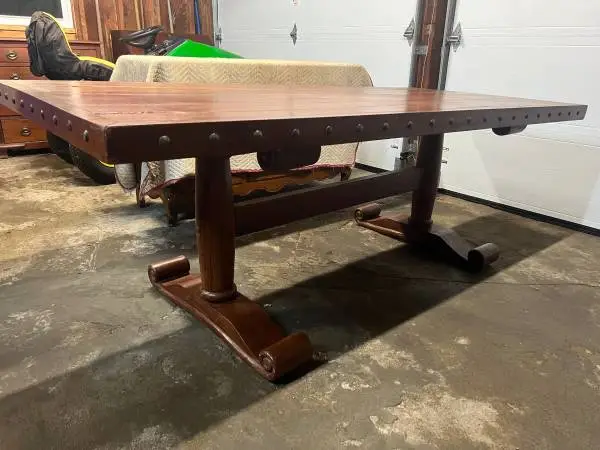 Excellent European Hardwood Trestle Harvest Table