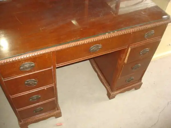 9 drawer desk.